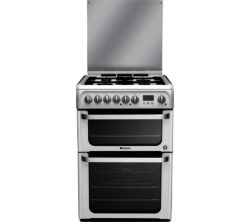 Hotpoint Ultima HUD61PS 60 cm Dual Fuel Cooker - White & Silver